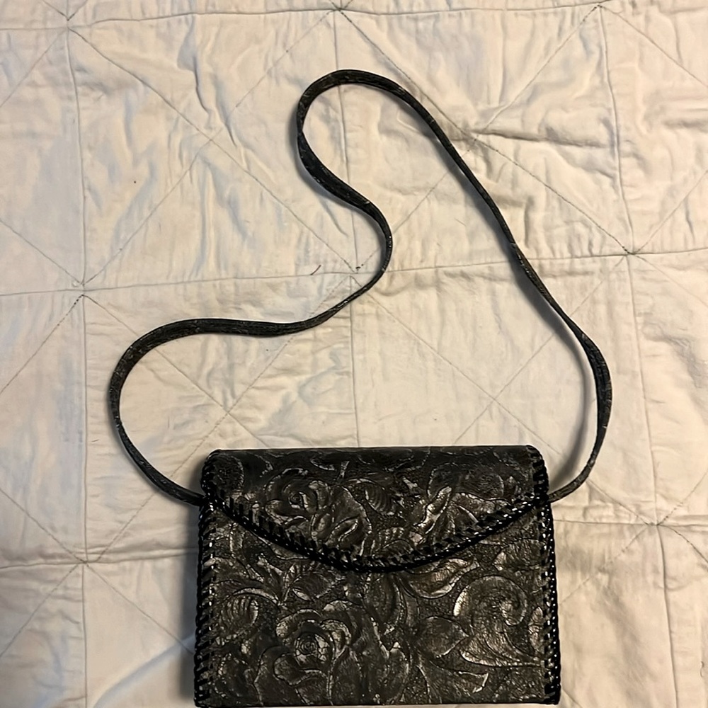 Black Tooled Crossbody